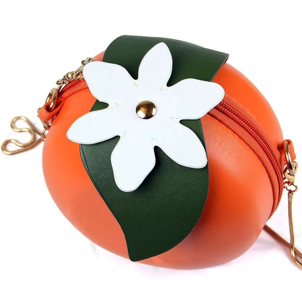 Fresh Fruit Orange Purse Handbag Faux Leather Round Unique Florida Juicy Chic